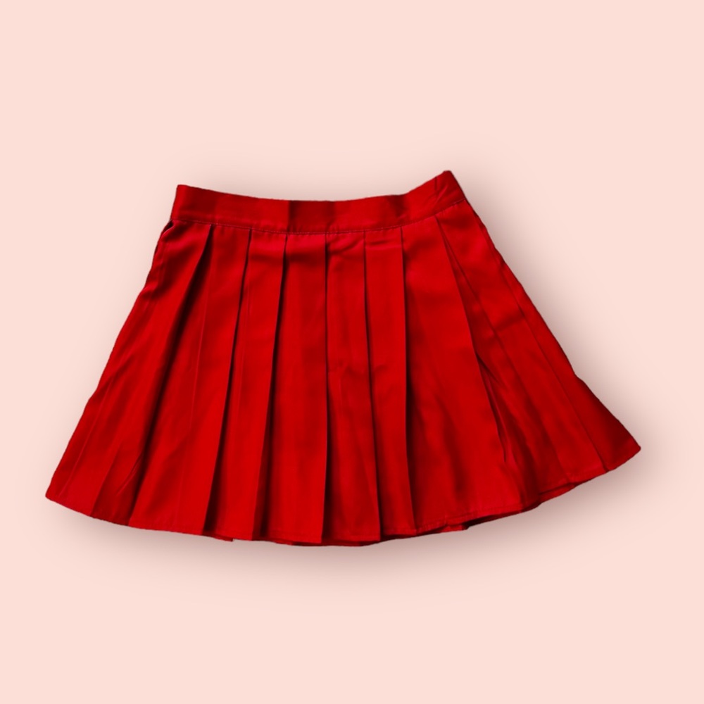 red pleated tennis mini skirt